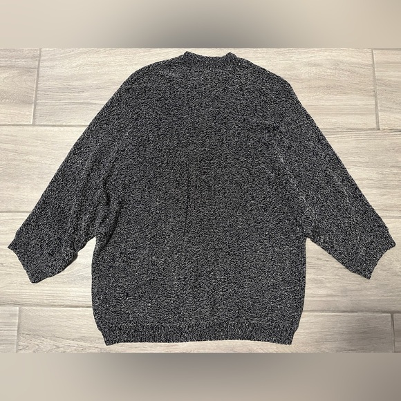 Jones New York Womens Large Black/White Button Up Open Knit Cardigan Sweater - Picture 6 of 9